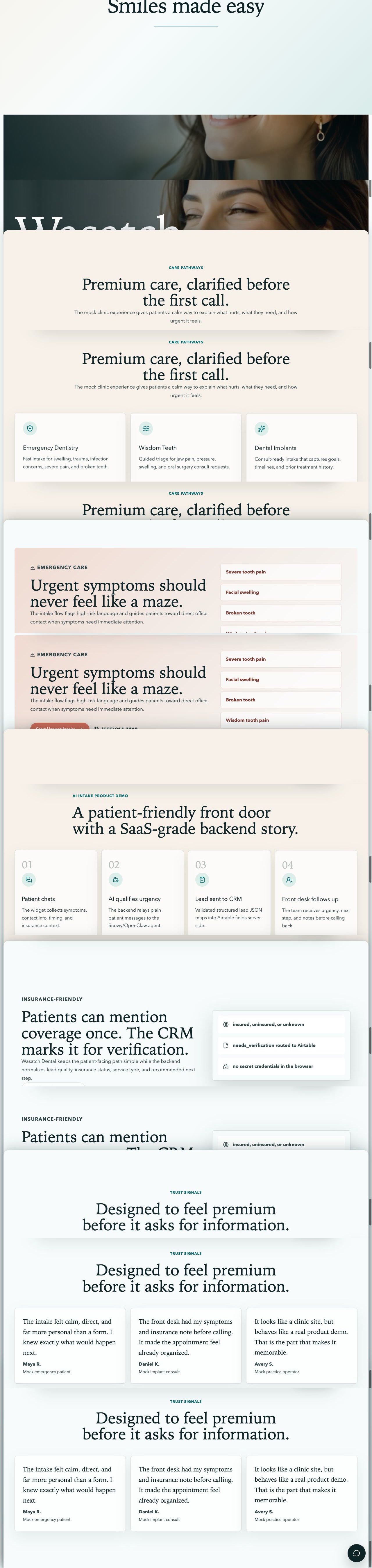 Wasatch Dental website scroll preview